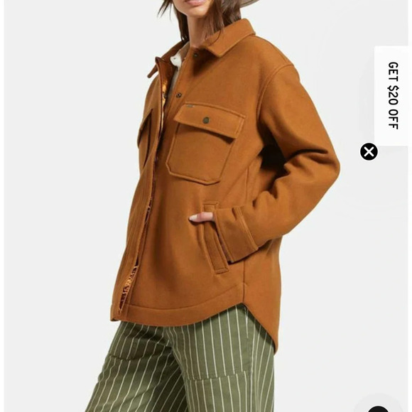 Brixton Durham Shirt Jacket Shacket Washed Copper Brown Size Large Long Sleeve - Picture 3 of 10